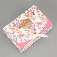 Подарочная коробка сборная с окном &laquo;Розовые цветы&raquo;, 16.5&times;11, 5&times;5 см