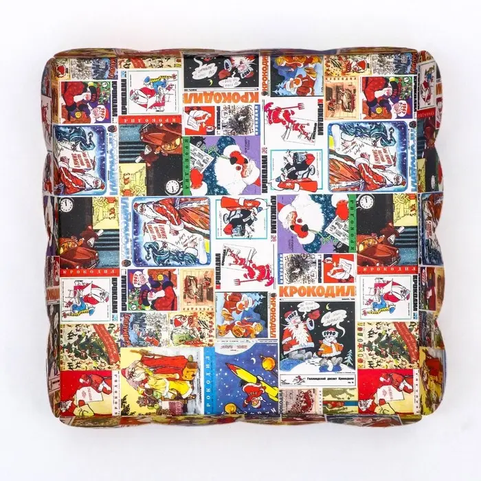 Коробка для печенья, кондитерская новогодняя упаковка, &laquo;Новогодняя афиша&raquo;, 12&times;12&times;3 см