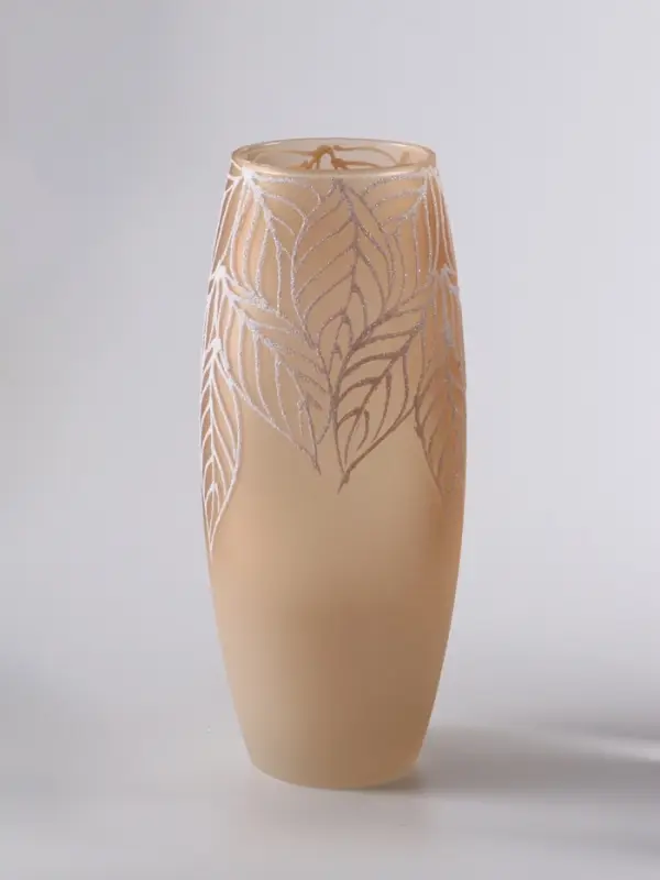 Ваза &laquo;Кармен&raquo; листья, овал, h=26 см, стекло, пудра