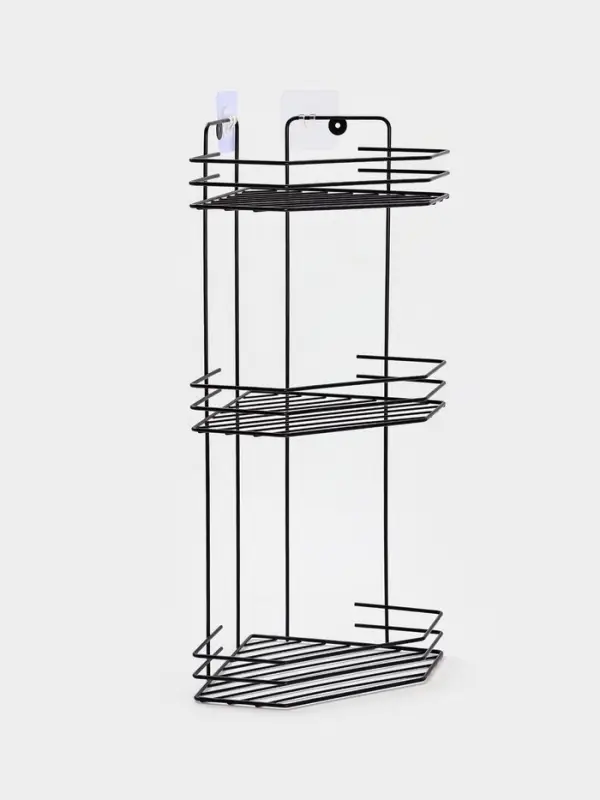 Полка для ванной угловая 3-х ярусная 20,5*20,5*52 см, цвет черный