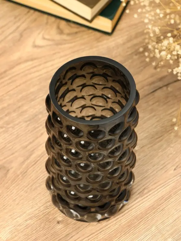 Ваза стекло настольная "Валери" шарики, 23х11 см, серый