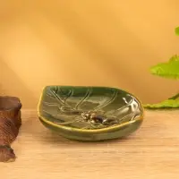 Подставка под благовония "Геккон на листке" керамика, цв. коричнево-зелёный, 13х11х2 см