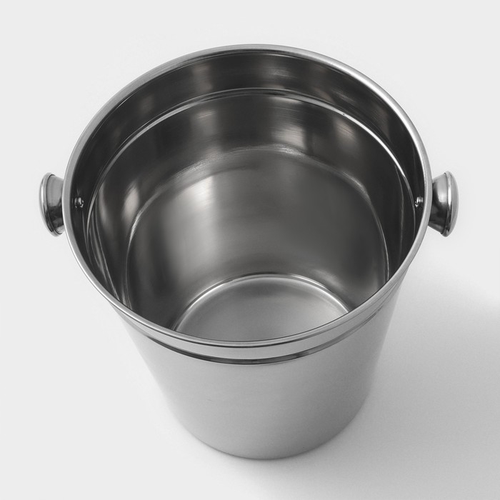 Ведро для льда из нержавеющей стали Доляна, 4,5 л, 20,5&times;20,5 см, цвет хромированный