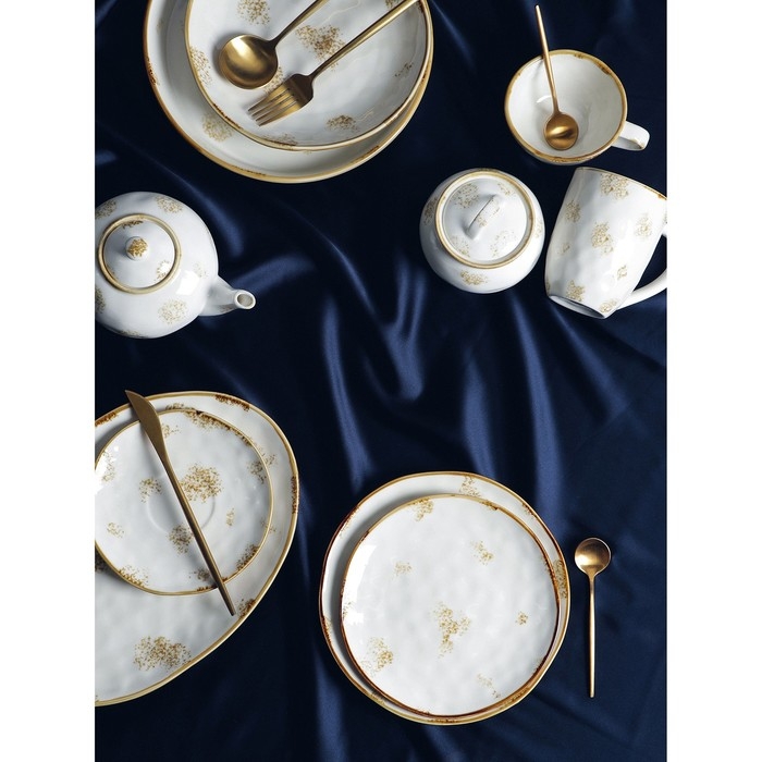 Блюдо фарфоровое Доляна Organic Gold, 30&times;21&times;2,5 см, цвет белый