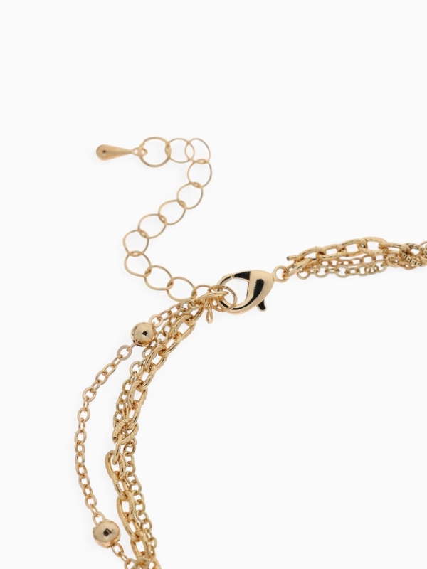 Кулон &laquo;Цепь&raquo; два сердца и круг, цвет золото