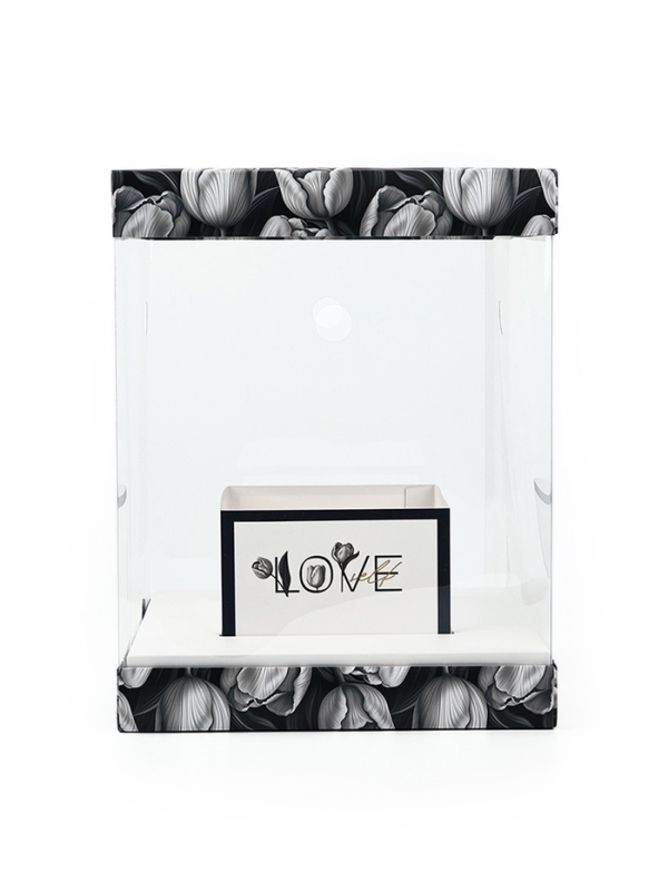 Коробка для цветов с вазой и PVC окнами складная &laquo;Чёрно-белая эстетика&raquo;, 23 х 30 х 23 см