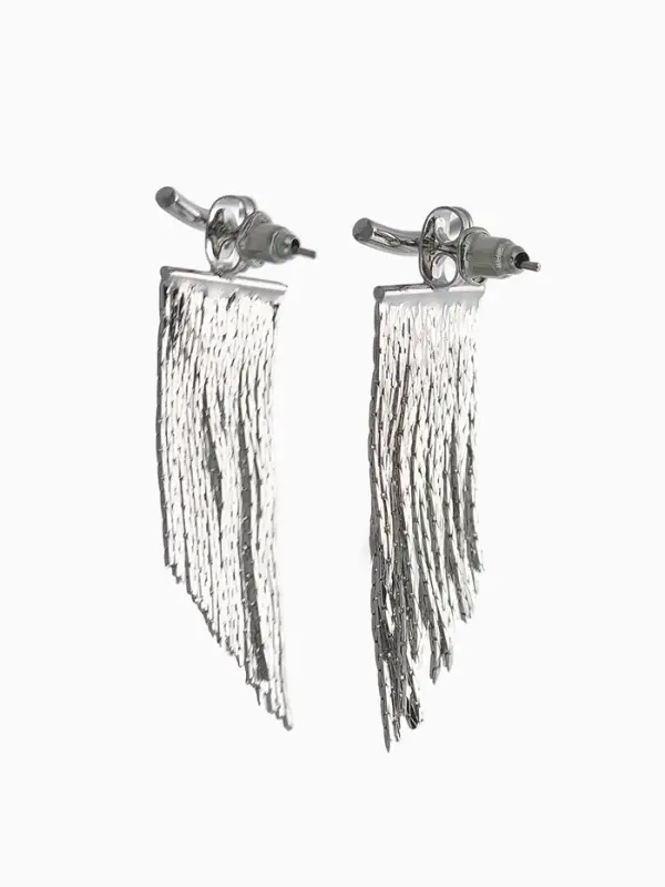 Серьги металл "Цепи" водопад, цвет серебро
