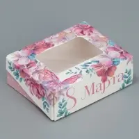 Кондитерская упаковка, коробка с ламинацией &laquo;8 марта&raquo;, 10 х 8 х 3.5 см