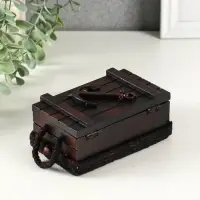 Шкатулка дерево "Морской сундук с якорем" красно-коричневая 12,8х8х5,5 см