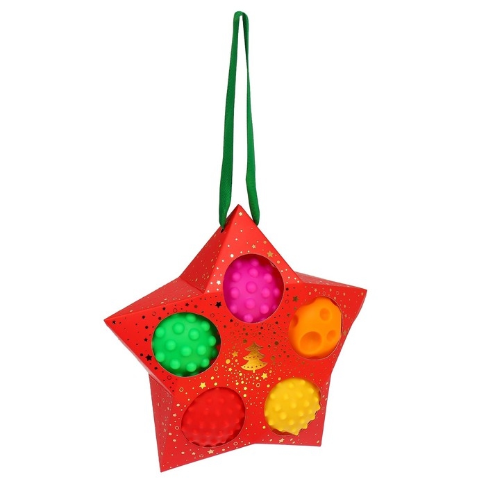 Подарочный набор развивающих, тактильных мячиков Крошка Я &laquo;Волшебная звезда&raquo; 5 шт., цвет красный