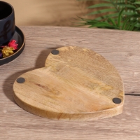 Блюдо в форме сердца &laquo;Синие птицы&raquo;, дерево манго, 20.5&times;20&times;2.3 см