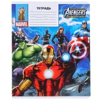 Тетрадь в линейку 18 листов, 5 видов МИКС, обложка мелованный картон, &laquo;Мстители&raquo;
