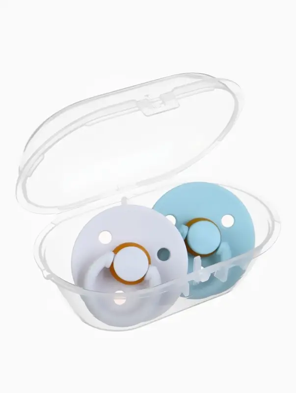 Набор классических пустышек, 2 шт., латекс, серо-синий/серый, в контейнере, от 0 мес., M&B   1088492