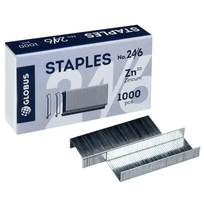 Скобы металлические №24/6, GLOBUS, для степлера, 1000 шт., высококачественная сталь
