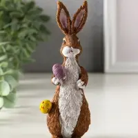 Сувенир полистоун "Кролик с пасхальными яичками" 4,8х5х14,5 см