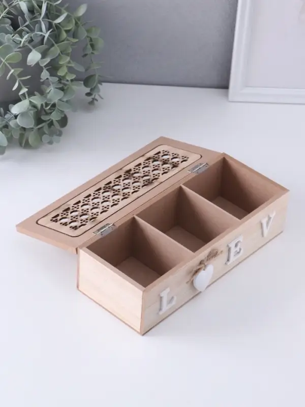 Шкатулка для украшений &laquo;Дом, там где сердце&raquo;, дерево, 3 деления, 9.7&times;24&times;7 см