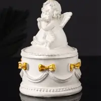 Шкатулка с бантами "Ангел " 12х9 см, перламутр