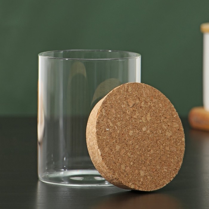 Банка стеклянная для сыпучих продуктов с пробковой крышкой &laquo;Классика&raquo;, 450 мл, 8,5&times;11 см