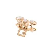 Крабик для волос &laquo;Маргарита&raquo;, сердечки жемчуг, 3 см, золото