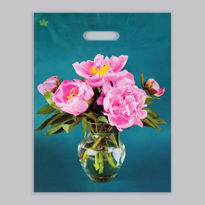 Пакет &laquo;Любимые пионы&raquo;, полиэтиленовый с вырубной ручкой, 40&times;31 см, 60 мкм