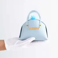 Кожанная подарочная сумочка 14 х 6,5 х 12,8 см небесно-голубая