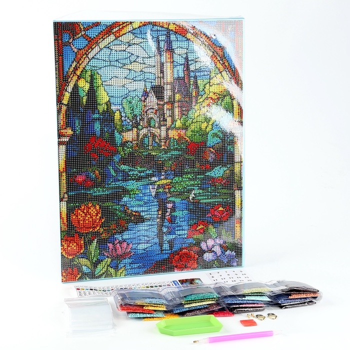 Алмазная мозаика с полным заполнением на холсте с подрамником &laquo;Замок&raquo;, 30 х 40 см