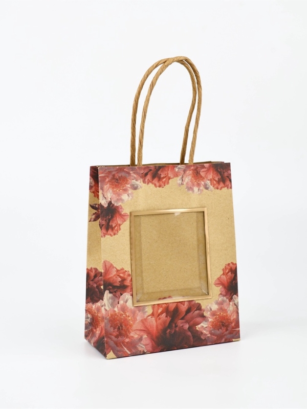 Пакет крафтовый &laquo;Цветы&raquo;  S 12 &times; 5,5 &times; 15 см