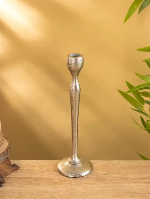 Подсвечник "Лёд" алюминий 28 см, цв. серебро