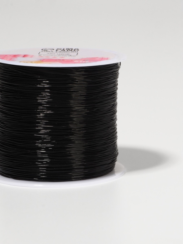 Нить для плетения 100&plusmn;1м d0,4мм эластичная силикон чёрный АУ