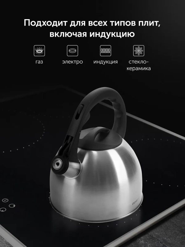 Чайник для плиты со свистком 2,2 л. для индукции