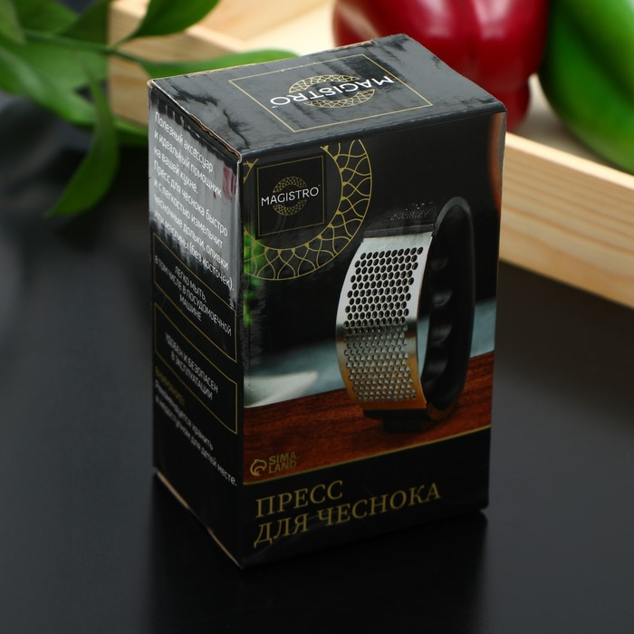 Пресс для чеснока Magistro &laquo;Велес&raquo;, 11&times;7&times;5 см, цвет чёрный