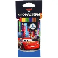 Фломастеры 6 цветов, вентилируемый колпачок &laquo;Тачки&raquo;