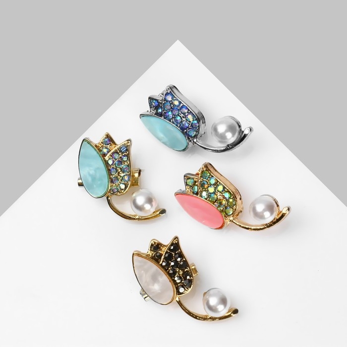 Брошь &laquo;Тюльпан&raquo; жемчужный сад, цвет МИКС (неделимая фас. 12шт, цена за шт)