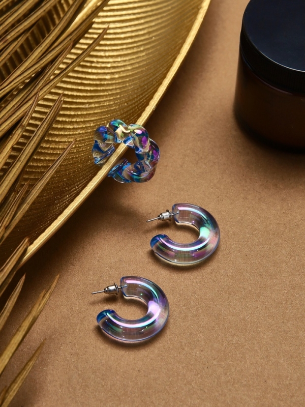 Набор серьги и каффы 3 шт &laquo;Нежность&raquo; косичка, цвет голубой в серебре