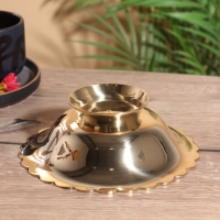 Блюдо сервировочное на ножке "Цветущая поляна" латунь 18х18х6,5 см