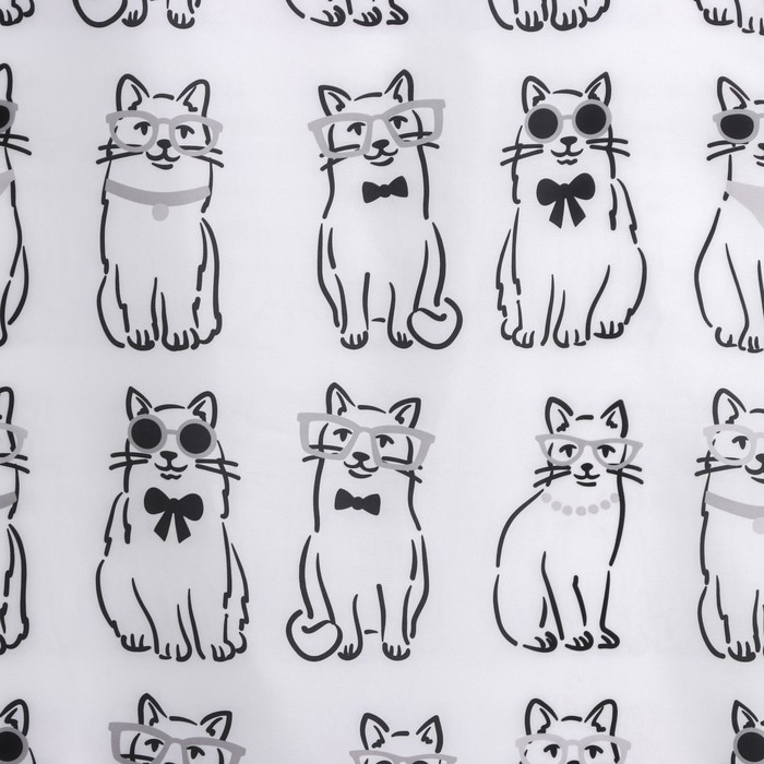 Штора для ванноы Доляна Cats, 180&times;180 см, полиэстер, цвет белый