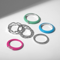 Кольцо набор 6 штук &laquo;Мечта&raquo; сияние, цветной с серебром, размер МИКС