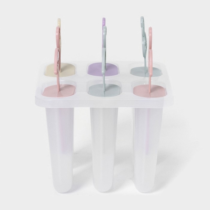 Форма для мороженого &laquo;Фламинго&raquo;, 12,5&times;11,5&times;14,5 см, 6 ячеек, цвет прозрачный