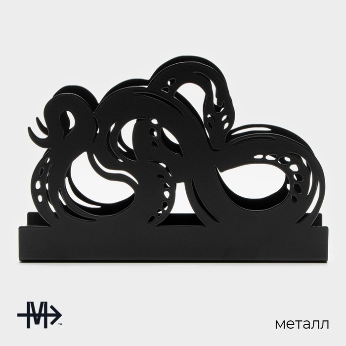 Салфетница Magistro &laquo;Змея&raquo;, 14&times;4&times;9 см, цвет чёрный