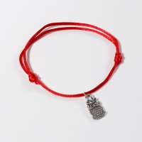 Браслет-оберег &laquo;Красная нить&raquo; кошельковая сова, цвет чернёное серебро, 20 см