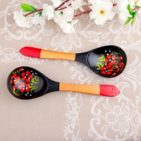 Ложка &laquo;Чернушка&raquo;, салатная, 6&times;21, хохлома