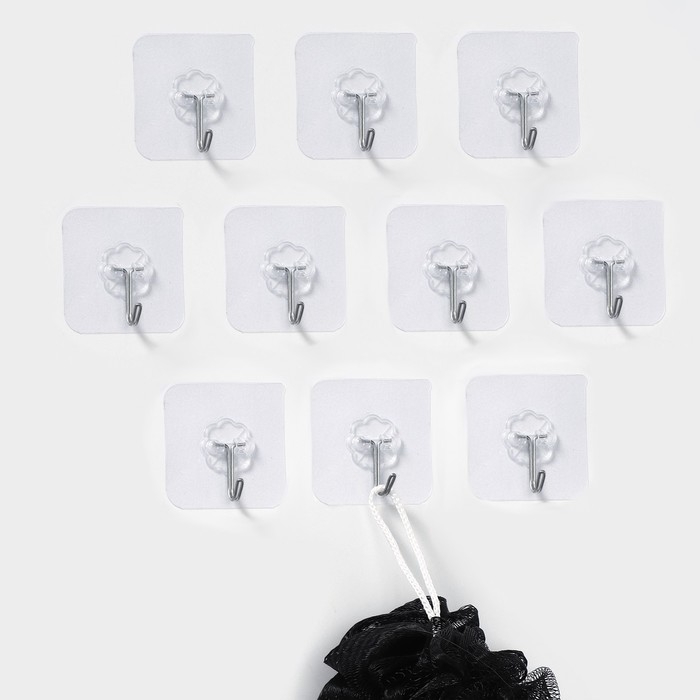 Набор самоклеящихся крючков, 10 шт, размер 5,6&times;5,6 см