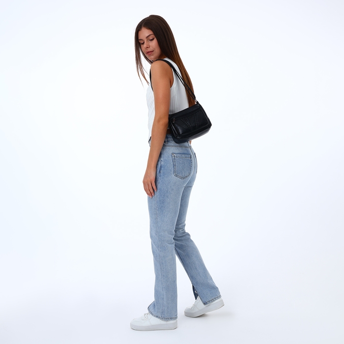 Сумка женская на молнии, цвет чёрный