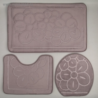 Набор ковриков для ванной и туалета Доляна, 3 шт, 36&times;43, 40&times;50, 50&times;80 см, цвет серый