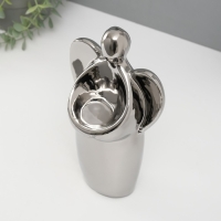 Подсвечник керамика на 1 свечу "Ангел" d=3,5 см серебро 14х9,5х25 см