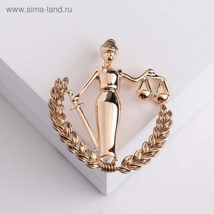 Брошь &laquo;Фемида&raquo; богиня правосудия, 4,5 см , цвет золото