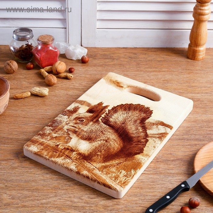 Доска из массива кедра &laquo;Белка&raquo;, большая, прямоугольная, 23 &times; 35 см