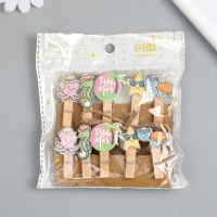 Декор для творчества дерево "Прищепка. Морские животные в отпуске" набор 10 шт 4х2х1,2 см