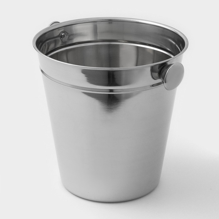 Ведро для льда из нержавеющей стали Доляна, 4,5 л, 20,5&times;20,5 см, цвет хромированный