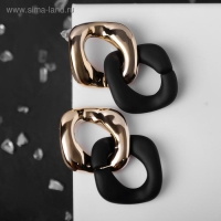 Серьги металл &laquo;Цепь&raquo; диагональ, 2 полых ромба, цвет золотисто-чёрный